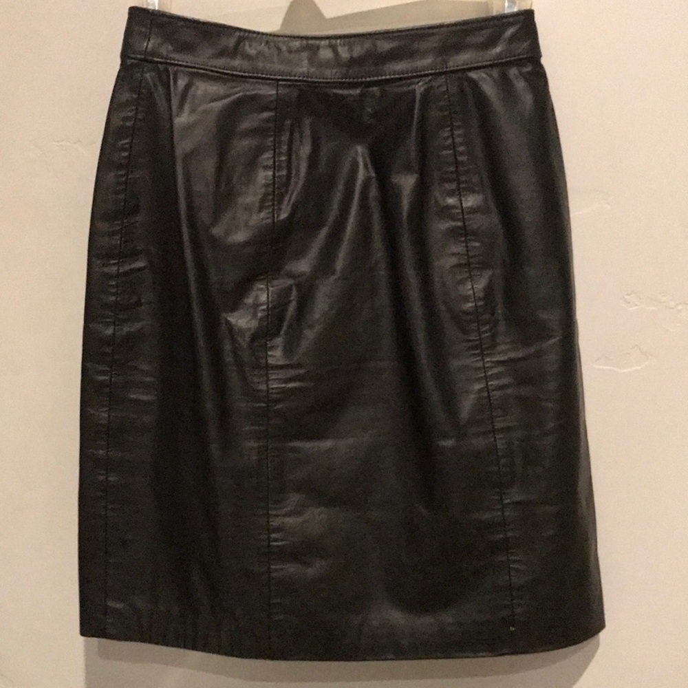 Byrnes and baker vintage black real leather skirt